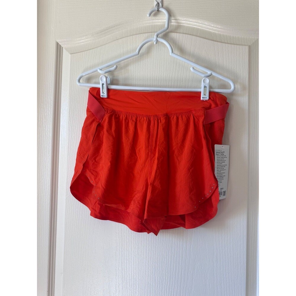 NWT Lululemon Fast And Free HR Short 2" Airflow Emboss Orange Solar Size 6